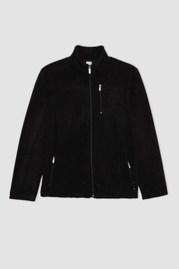 Флисовый кардиган стандартного кроя с воротником-стойкой - Defacto фото 6