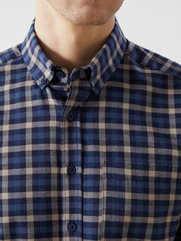 Regular Fit Uzun Kollu Ekose Gabardin Erkek G?mlek