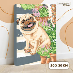 Картина по номерам на холсте с подрамником Мопс 20х30 см