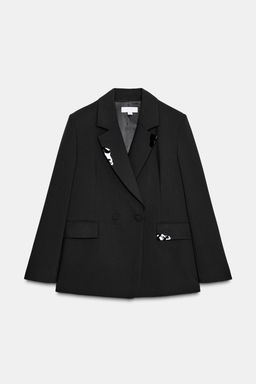 OVERSIZE DOUBLE-BREASTED BLAZER WITH LAPEL APPLIQU_S - Zara фото 7