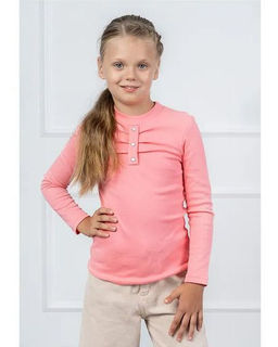 Лонгслив д/д с кнопками интерлок, цвет Персик, 100% х/б