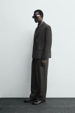 DOUBLE-BREASTED WOOL BLEND SUIT BLAZER - Zara фото 4