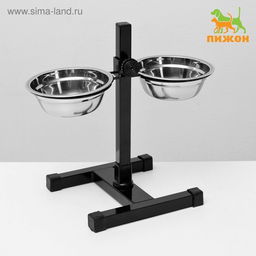 Подставка с мисками, 2350 мл, высота 30 см, разборная, чёрная - Пижон фото 2