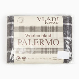 Плед с бахромой Vladi Palermo, 140×200 см, шерсть 20%, пан 40%, тёмно-серый/белый