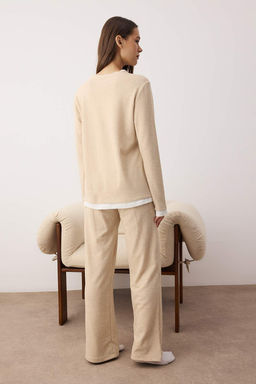 Bej Melanj Cift Katl? K?sl?k Yumos Orme Pijama Tak?m? THMAW26PT00154 - Trendyolmilla фото 4