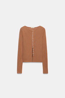 CAMISETA R?STICA BOTONES / teja oscuro - Zara фото 5