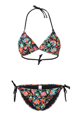 Cok Renkli Cicekli Ucgen Slip Normal Bel Kaps?z Bikini Tak?m? TBESS26BT00193