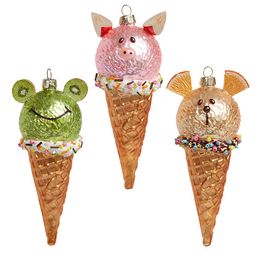 Мороженое в рожке "Веселые зверушки", асс. из 3-х (стекло) 7,5х5,7х15 см