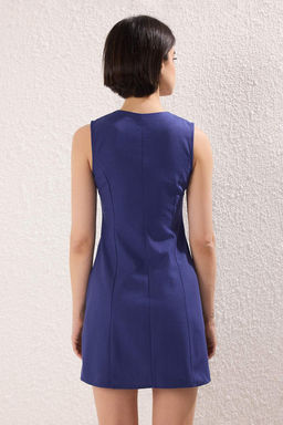 Trendyolmilla Kahverengi Keten Kar?s?ml? Cep Detayl? Mini Dokuma Gomlek Elbise TWOSS25EL00708  фото 5