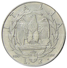 2 лиры 1939 года Италия