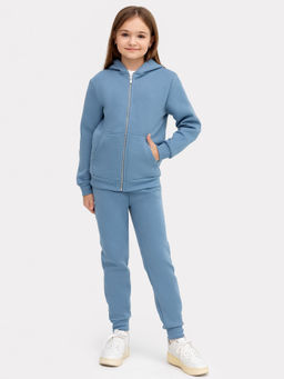 Комплект для девочек (жакет, брюки) в туманно-голубом цвете