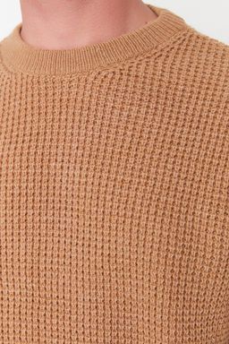 TRENDYOL MAN Camel Regular Fit Yunlu Bisiklet Yaka Dokulu Basic Triko Kazak TMNAW23KZ00028 - Trendyolmilla фото 8
