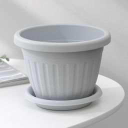 Горшок для цветов с поддоном Сильвер ЭКО, 1.9 л, d=18 см, светло-серый - Simaland фото 7