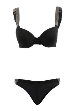 Siyah Tas Detayl? Push Up Ic Camas?r? Tak?m? THMSS26CC00039