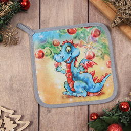 Прихватка Новогодние игрушки 17х17 см, 35% хл, 65% пэ, ватин 250 г/м2