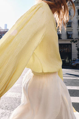 CAMISA LAZO RAYAS ZW COLLECTION / Amarillo - Zara фото 7