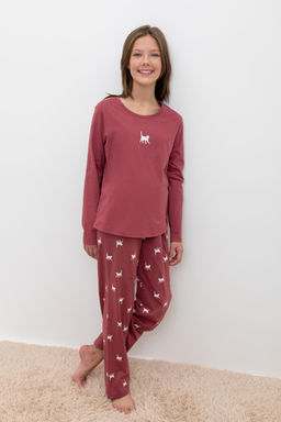 КБ 2820/шоколадный десерт,кошечки пижама для дев