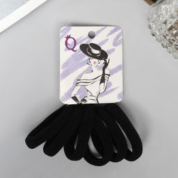 Цена за 5 шт. Резинка для волос "Амелия" (набор 6 шт) тайна, 4 см, чёрный