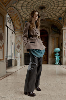 HERRINGBONE BLAZER WITH BELT