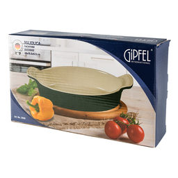 3908 GIPFEL Форма для запекания MAJOLICA овальная 28х16х5,5см. Цвет: темно-зеленый. Материал: жаропрочная керамика  фото 3