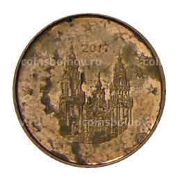 1 евроцент 2017 года Испания