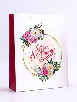 Пакет подарочный вертикальный С 8 Марта, L 31?40?12 см