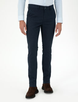 Lacivert Slim Fit Kanvas Pantolon