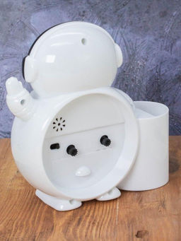 Часы-будильник с подставкой для канцелярии Astronaut, white (14,5х14 см)