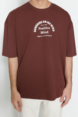 TRENDYOL MAN Oversize/Genis Kesim Bisiklet Yaka K?sa Kol Yaz? Bask?l? Pamuklu Kal?n T-Shirt TMNSS23TS00083 - Trendyolmilla фото 4