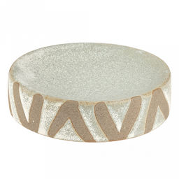 Набор для ванной "Шале" 4 предмета: дозатор для мыла 380мл, д7см, h17см; мыльница д10,4см, h3см; стакан 310мл, д6,8см, h11см - 2шт, фурнитура пластик, керамика шамот, бежево-оливковый, в коробке (Китай)