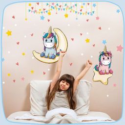 Наклейка многоразовая интерьерная ЕДИНОРОЖКИ НА ЛУНЕ - Home фото 5