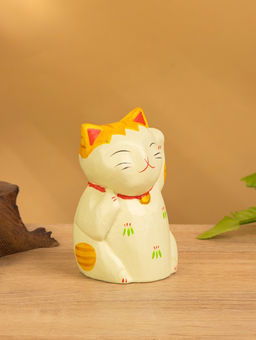 Фигурка «Кошка Неко», 6×6×11 см, дерево, оранжевый
