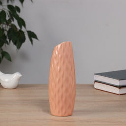 Ваза «Теган», бочка скос, 20.5×6.5 см, керамика, персиковая