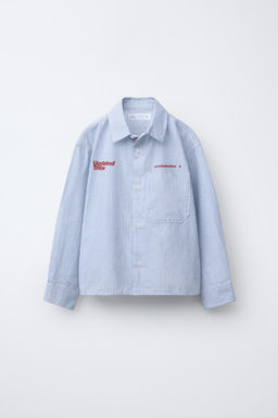 STRIPED SHIRT WITH SLOGAN