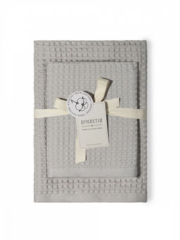 Набор полотенец вафельных 2шт 70x140, 50x90 светло-серый вафельное полотно