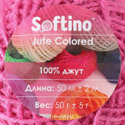 Пряжа 100% джут Softino Jute Colored 50м 2м ярко-розовый 50 гр  фото 4