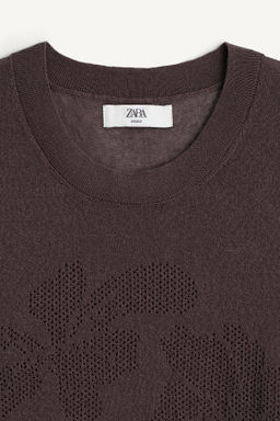 CHALECO PUNTO JACQUARD FLORES / Marr?n / Topo - Zara фото 5