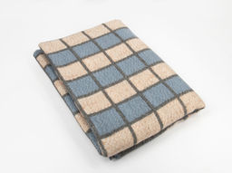 Одеяло п/шерсть 50% 140*205 ОПШ-4 беж-сер-синяя клетка