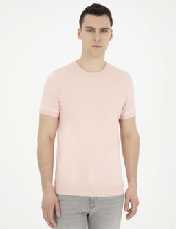 A__k Pembe Slim Fit Bisiklet Yaka Triko Ti__rt