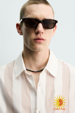 CAMISA JACQUARD RAYAS BORDADO / Blanco - Zara фото 5