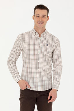 U. S. Polo Assn Мужская рубашка песочного цвета в клетку - U.s. polo assn фото 17