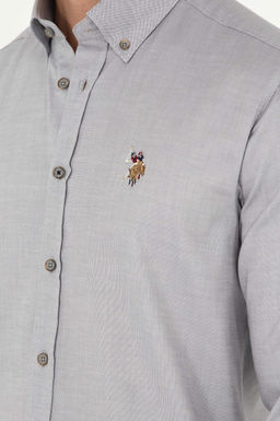 Мужская серая базовая рубашка с длинным рукавом - U.s. polo assn фото 7