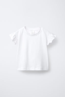 PLAIN T-SHIRT WITH RUFFLES