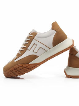 03-806-2 WHITE/LT. BROWN Кроссовки мужские (натуральная кожа) - Фабричный китай фото 12