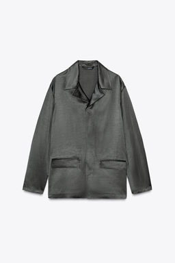 ZW COLLECTION SATIN LINEN BLEND BLAZER - Zara фото 6