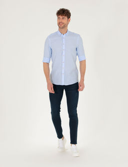 A__k Mavi Slim Fit Uzun Kollu G_mlek