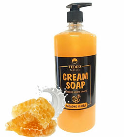 Цена за 2 шт. Мыло-крем 1л Молоко и мед (дозатор)