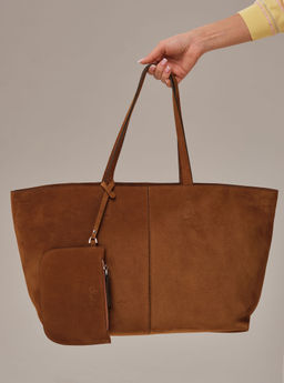 Замшевая сумка шоппер Texas DBR 31390 коричневый лист  фото 5