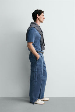 PANTAL?N CARGO RELAXED FIT LAVADO / Azul - Zara фото 4