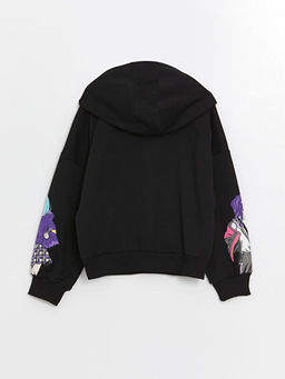 Kap??onlu Bask?l? Uzun Kollu K?z ?ocuk Sweatshirt - Waikiki фото 2